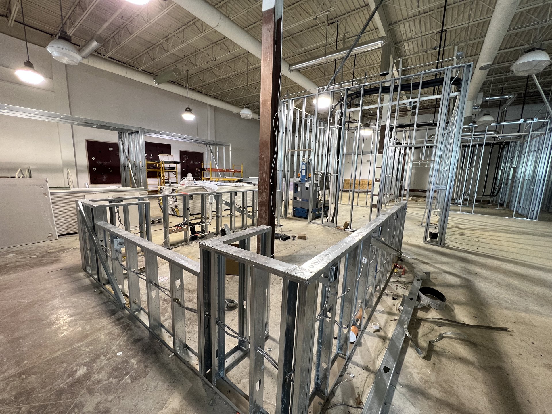 Commercial bar framing steel stud construction